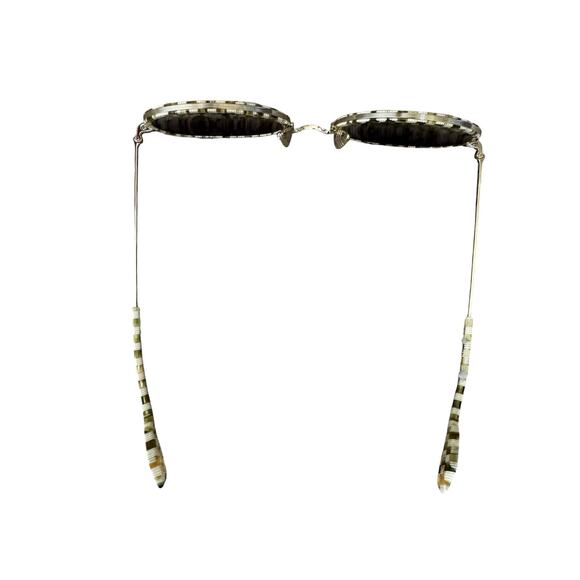 KREWE Luisa  Sunglasses in Yuzu 12K Cream Frame Green Lens